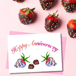 Happy Anniversary Chocolate Strawberries Card