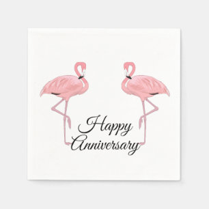 Happy Anniversary Classic Pink Flamingos Napkin