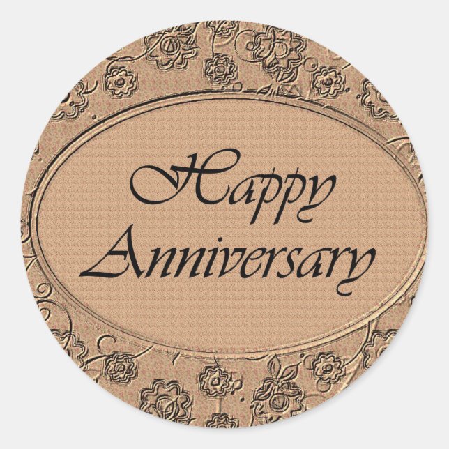 Happy Anniversary Classic Round Sticker (Front)