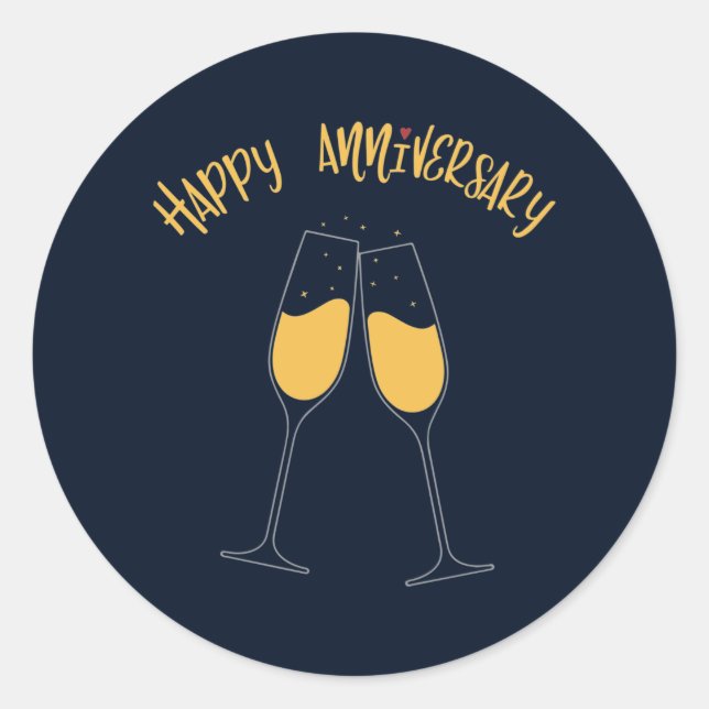 Happy Anniversary Classic Round Sticker (Front)