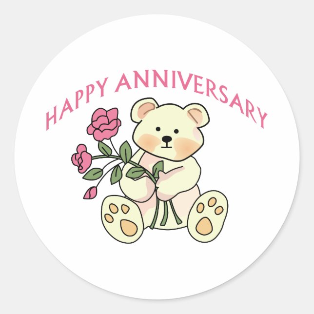 Happy Anniversary Classic Round Sticker (Front)