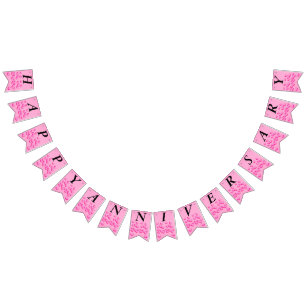 Happy Anniversary Cluster Bright Pink Love Hearts Bunting