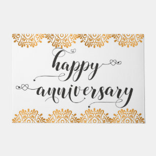Happy Anniversary congratulations Wishes Gold Doormat