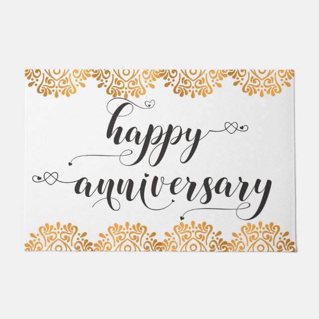 Happy Anniversary congratulations Wishes Gold Doormat (Front)