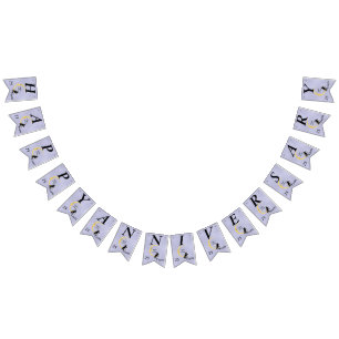 Happy Anniversary Couple on Crescent Moon Stars Bunting