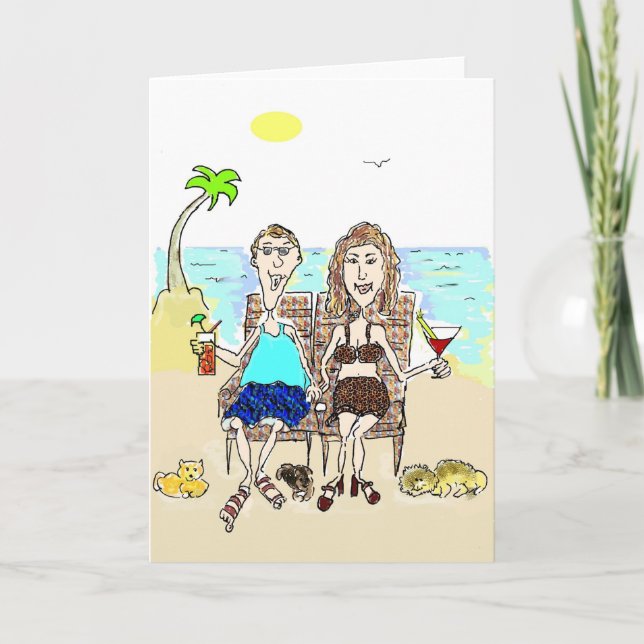 HAPPY ANNIVERSARY COUPLE ON THE BEACH CARD (Front)