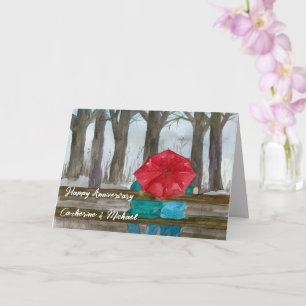 Happy Anniversary Couple Park Bench Personalised Card
