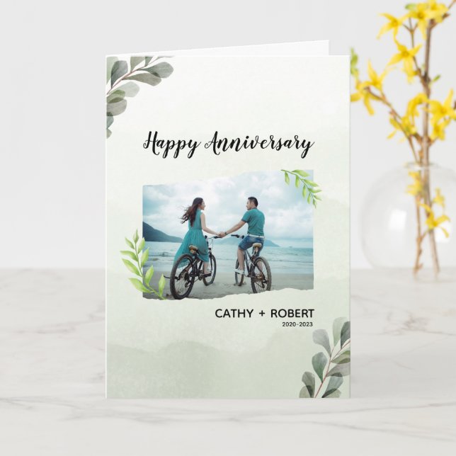 Happy Anniversary Custom Branded Folded Greeting  Card (Yellow Flower)