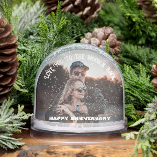 Happy Anniversary Custom Photo and Text  Snowglobe