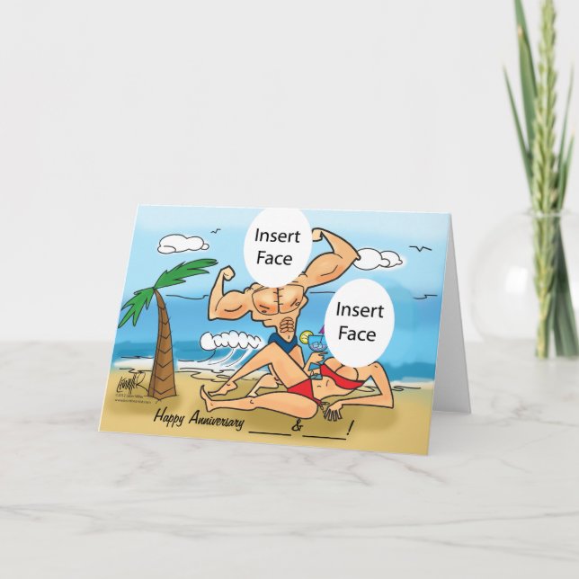 Happy Anniversary Custom Photo Caricature Card (Front)