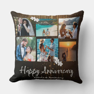 Happy Anniversary Custom Photo Collage Cushion