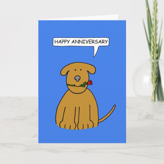 Happy Anniversary Cute Cartoon Puppy Card (Front)