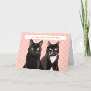 Happy Anniversary Cute Cat Couple With Custom Name Holiday Card