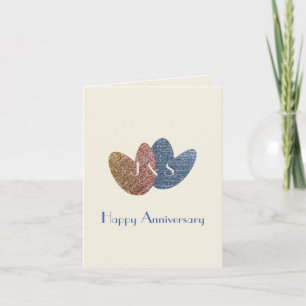 Happy Anniversary Cute Denim Hearts Card