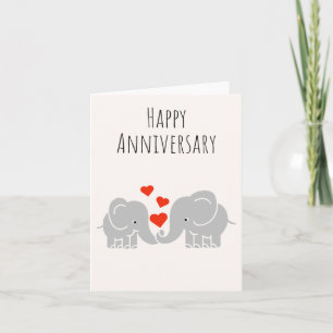 Happy Anniversary- Cute Elephant Couple Card