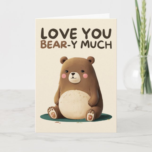 Happy Anniversary Cute Funny Simple Bear Card (Front)