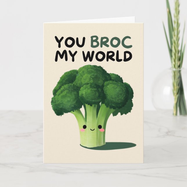 Happy Anniversary Cute Funny Simple Broccoli Card (Front)