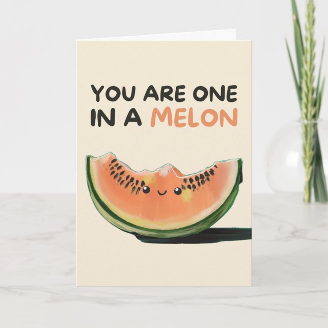 Happy Anniversary Cute Funny Simple Melon Card (Front)