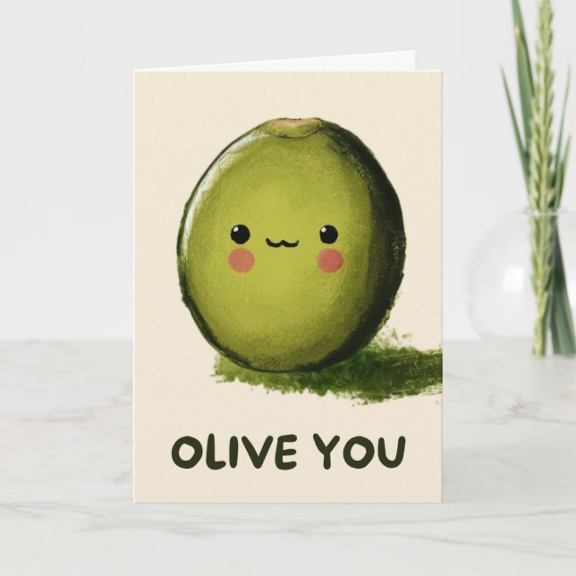 Happy Anniversary Cute Funny Simple Olive Card (Front)