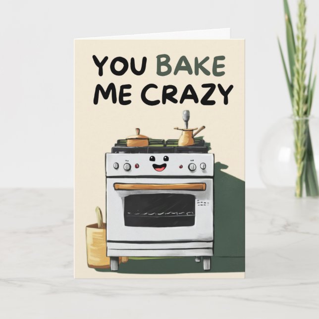 Happy Anniversary Cute Funny Simple Oven Card (Front)