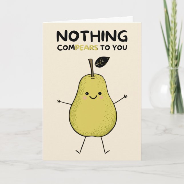 Happy Anniversary Cute Funny Simple Pear Card (Front)