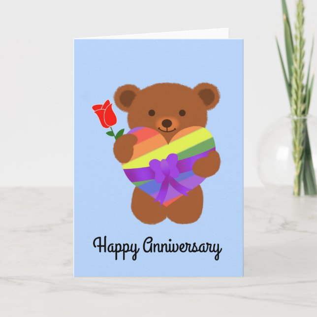 Happy Anniversary Cute Teddy Bear #2 Card (Front)