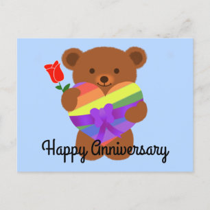 Happy Anniversary Cute Teddy Bear #2 Postcard