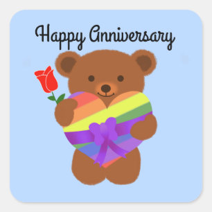 Happy Anniversary Cute Teddy Bear #2 Stickers