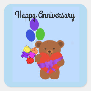 Happy Anniversary Cute Teddy Bear #4 Stickers