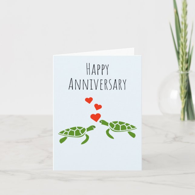 Happy Anniversary- Cute Turtle Couple Card (Front)