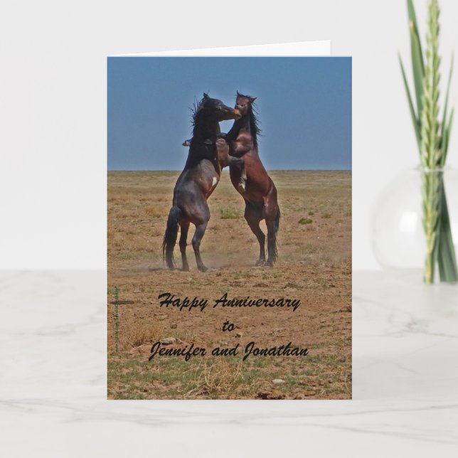 Happy Anniversary Dancing Horses Click Up Yr Heels Card (Front)