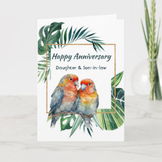 Happy Anniversary Daughter & Son-in-law Parrots Card