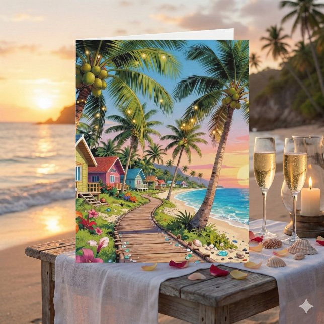 Happy Anniversary Day | Romantic Poem Coastal  Card (Creator Uploaded)