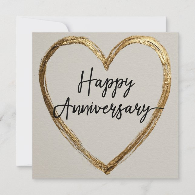 "Happy Anniversary" Design with Gold Heart (Front)