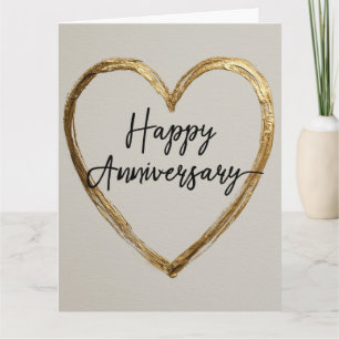 "Happy Anniversary" Design with Gold Heart Card