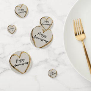 "Happy Anniversary" Design with Gold Heart Confetti