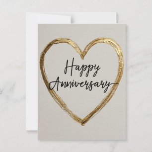 "Happy Anniversary" Design with Gold Heart Postcard