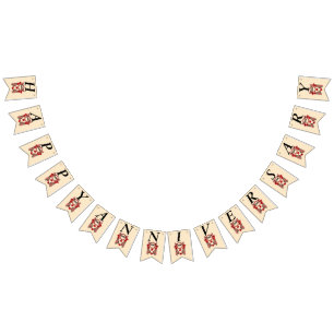 Happy Anniversary Dreaming Red Flowers Butterflies Bunting