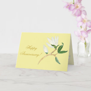 Happy Anniversary   Elegant Magnolia Branch Yellow Card