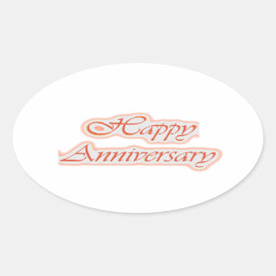 HAPPY Anniversary : Elegant Text  Background Colou Oval Sticker
