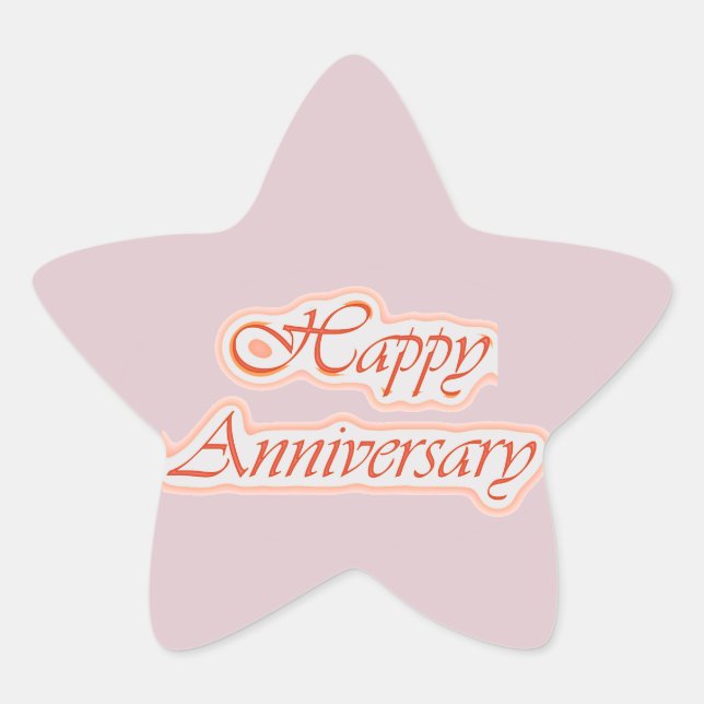 HAPPY Anniversary : Elegant Text  Background Colou Star Sticker (Front)