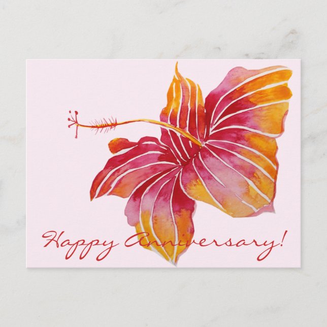 Happy Anniversary Floral Hawaii Postcard (Front)