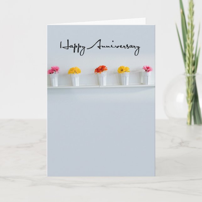 Happy Anniversary Flowers in Row Card (Front)