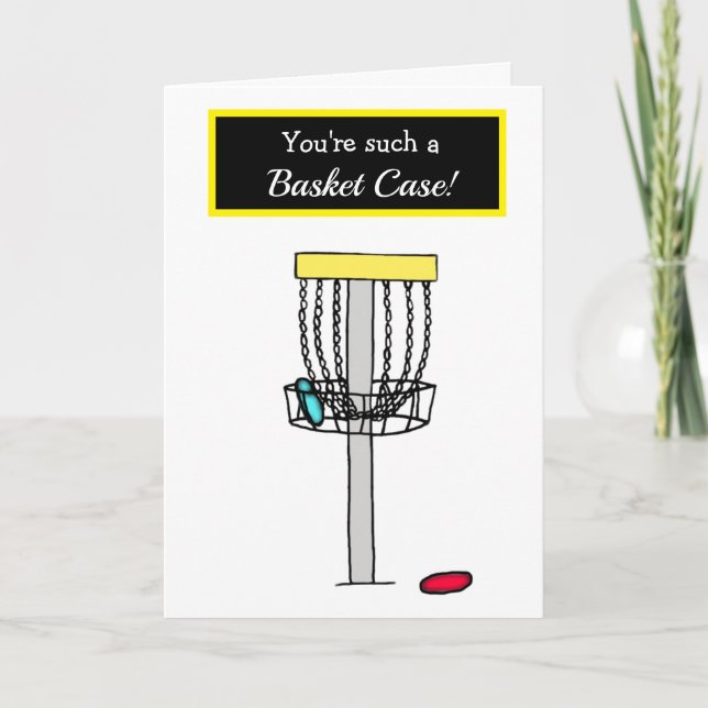 Happy Anniversary, Funny Disc Golfer Basket Case Card (Front)
