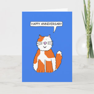 Happy Anniversary Ginger and White Cat Card
