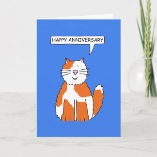 Happy Anniversary Ginger and White Cat Card