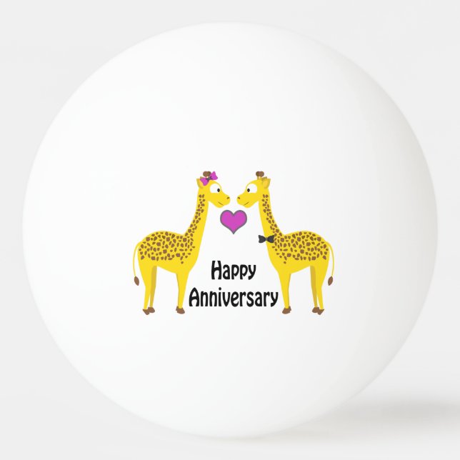 Happy Anniversary Giraffes Ping Pong Ball (Front)