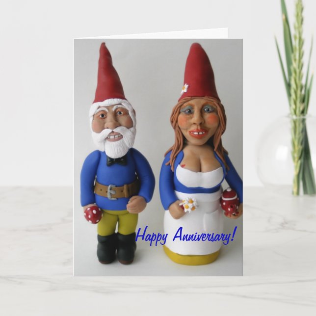 Happy Anniversary Gnome Couple Card (Front)