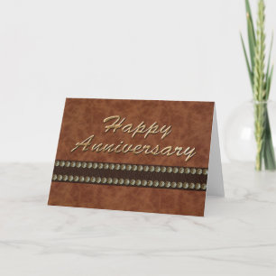 Happy Anniversary -Gold and Leather Card
