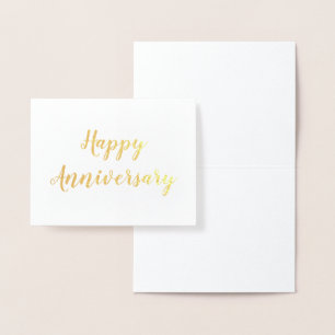Happy Anniversary Gold Foil Script Foil Card
